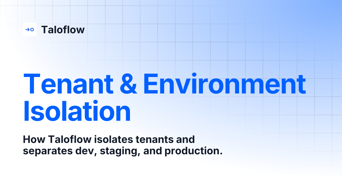 Tenant & Environment Isolation | Taloflow